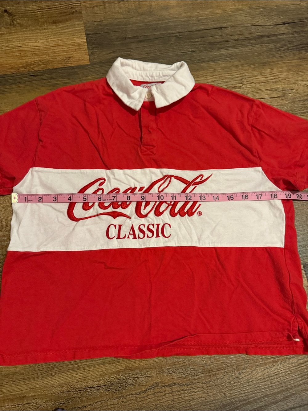 Coca-Cola Bershka Made in Portugal Red and White Classic Polo Shirt - Picture 4 of 5